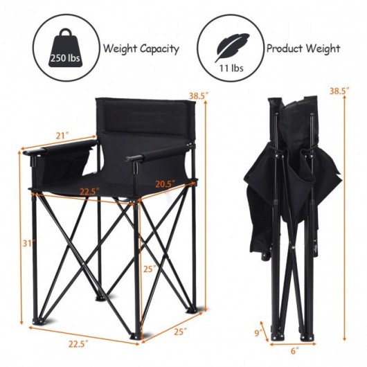 Portable 38 Inch Oversized High Camping Fishing Folding Chair - Image 5