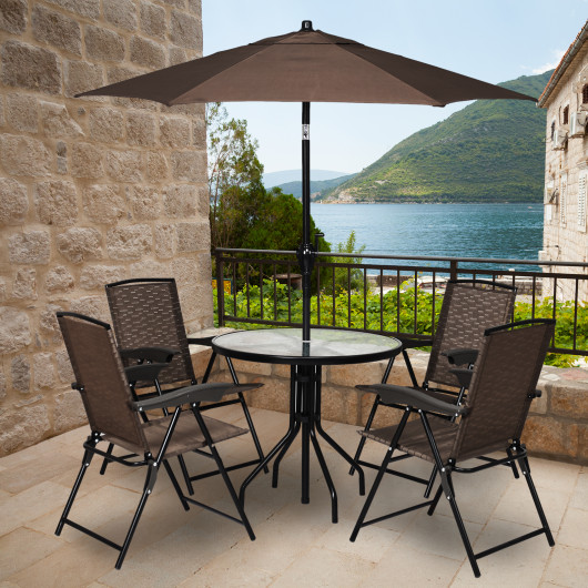 4 Pieces Folding Dining Chairs with Steel Armrests and Sling Back - Image 2