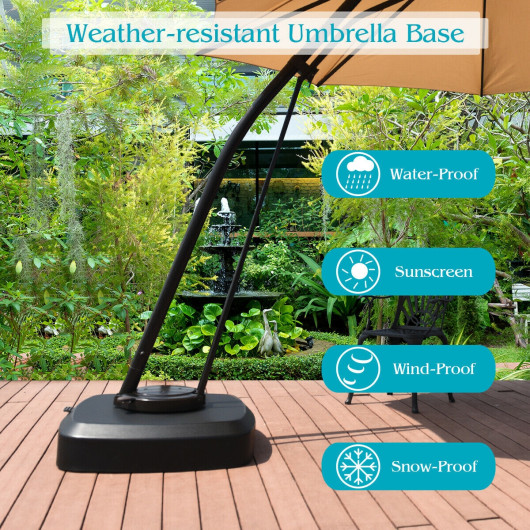Patio Cantilever Offset Umbrella Base with Wheels for Garden Poolside Deck - Image 5