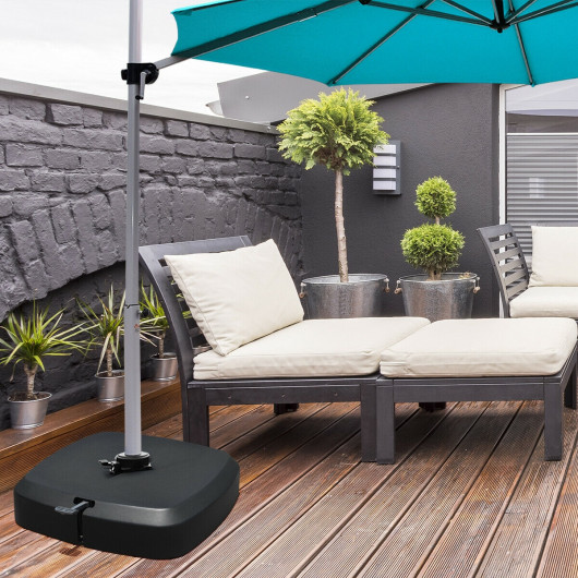 Patio Cantilever Offset Umbrella Base with Wheels for Garden Poolside Deck - Image 6