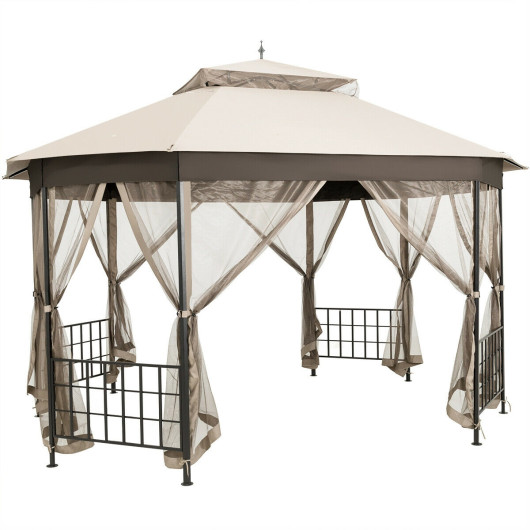 10x 12 Octagonal Patio Gazebo-Beige