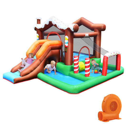 Kids Inflatable Bounce House Jumping Castle Slide Climber Bouncer with 550W Blower - Image 2