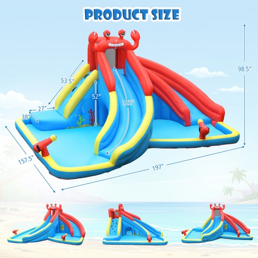 Inflatable Water Slide Crab Dual Slide Bounce House without Blower - Image 5