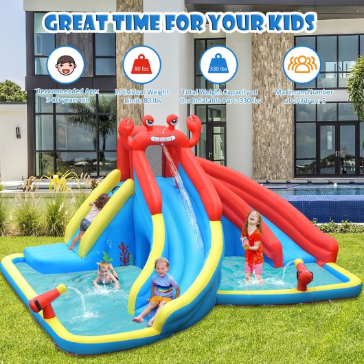 Inflatable Water Slide Crab Dual Slide Bounce House without Blower - Image 4