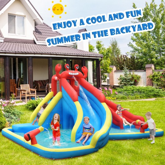 Inflatable Water Slide Crab Dual Slide Bounce House without Blower - Image 3