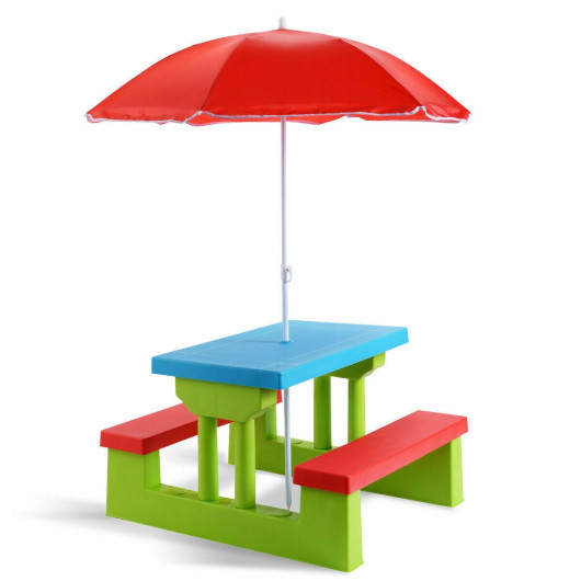 Kids Picnic Folding Table and Bench with Umbrella - Image 2