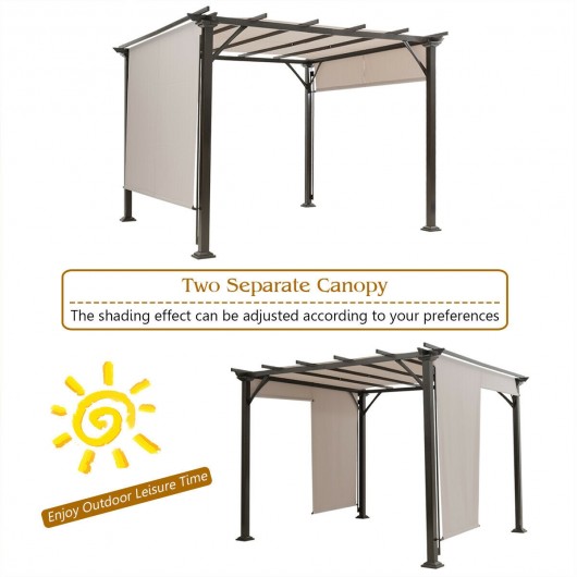 10 x 10 Feet Metal Frame Patio Furniture Shelter-Beige - Image 4