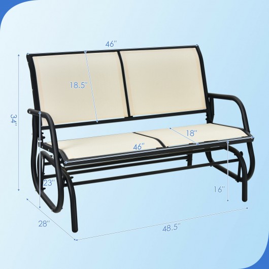 Swing Glider Chair 48 Inch Loveseat Rocker Lounge Backyard-Beige - Image 5