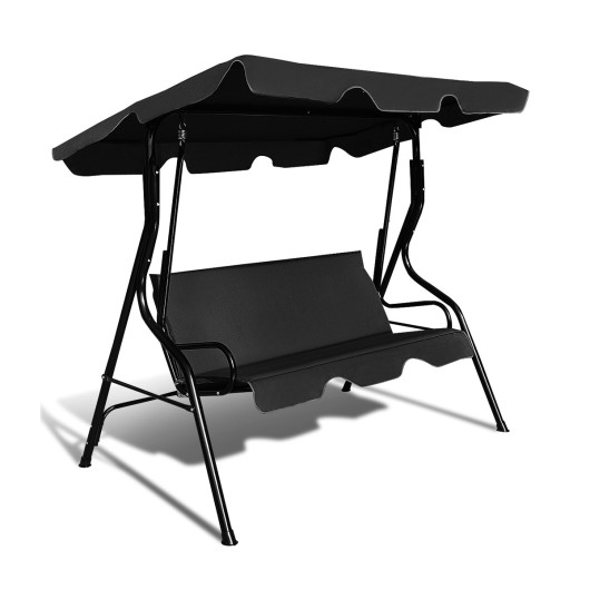 3 Seats Patio Canopy Swing-Black - Image 2