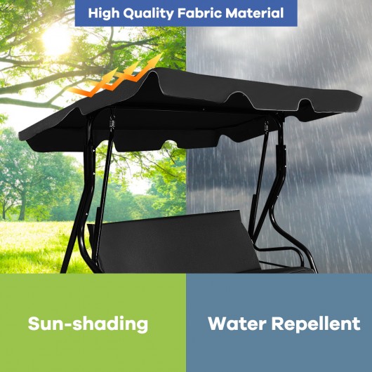 3 Seats Patio Canopy Swing-Black - Image 4