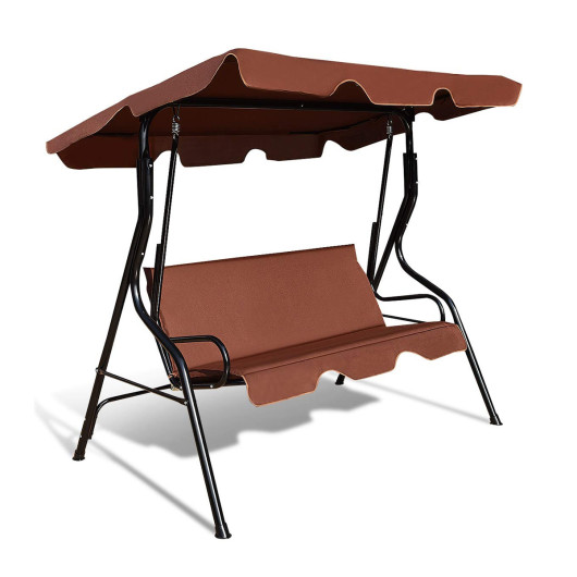 3 Seats Patio Canopy Swing-Brown - Image 2