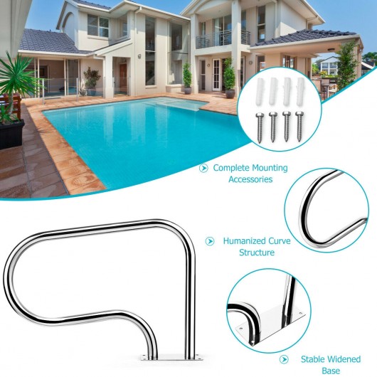 Stainless Steel Swimming Pool Hand Rail with Base Plate - Image 3