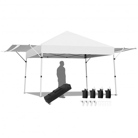 17 Feet x 10 Feet Foldable Pop Up Canopy with Adjustable Instant Sun Shelter-White - Image 5