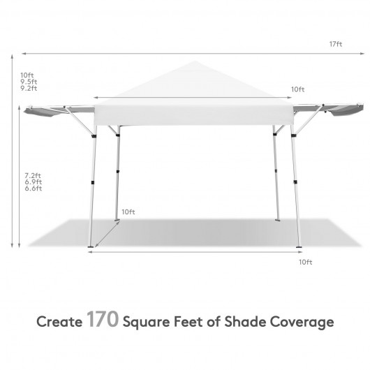 17 Feet x 10 Feet Foldable Pop Up Canopy with Adjustable Instant Sun Shelter-White - Image 4