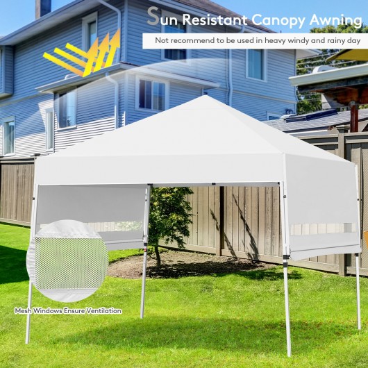17 Feet x 10 Feet Foldable Pop Up Canopy with Adjustable Instant Sun Shelter-White - Image 6