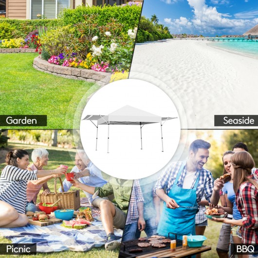 17 Feet x 10 Feet Foldable Pop Up Canopy with Adjustable Instant Sun Shelter-White - Image 3