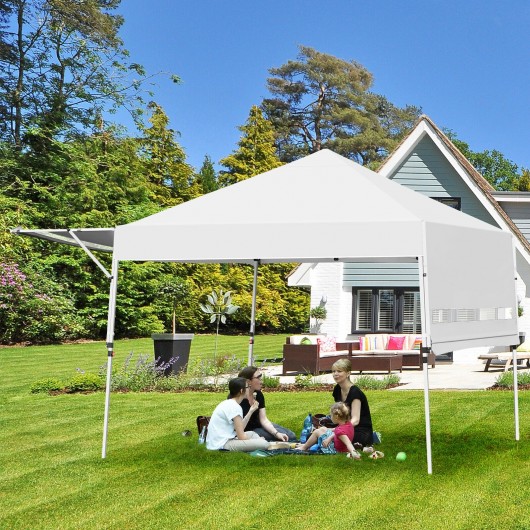 17 Feet x 10 Feet Foldable Pop Up Canopy with Adjustable Instant Sun Shelter-White - Image 2
