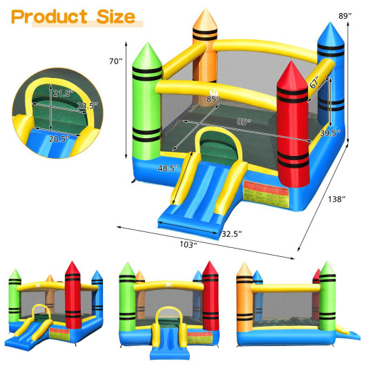 Kids Inflatable Bounce House with Slide and Ocean Balls Not Included Blower - Image 4