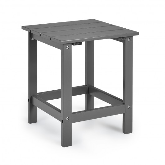 15 Inch Patio Square Wooden Slat End Side Coffee Table for Garden-Gray - Image 5