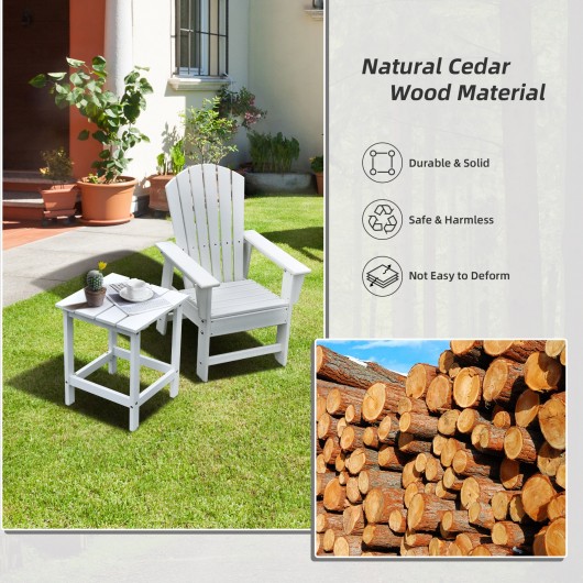 15 Inch Patio Square Wooden Slat End Side Coffee Table for Garden-White - Image 4