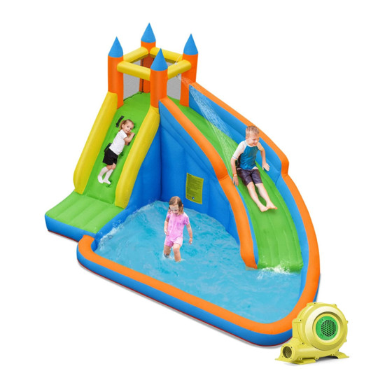Kids Inflatable Water Slide Bouncing House with Carrying Bag and 480W Blower - Image 6