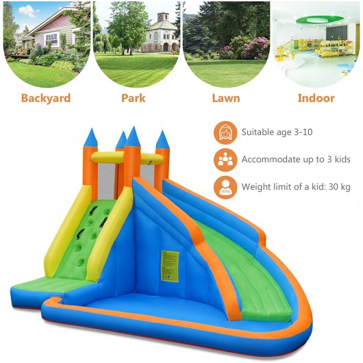 Kids Inflatable Water Slide Bouncing House with Carrying Bag and 480W Blower - Image 3