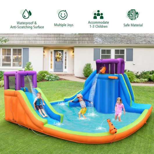 6-in-1 Inflatable Dual Water Slide Bounce House Without Blower - Image 2