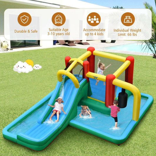 Inflatable Water Slide Climbing Bounce House with Tunnel and 735W Blower - Image 6