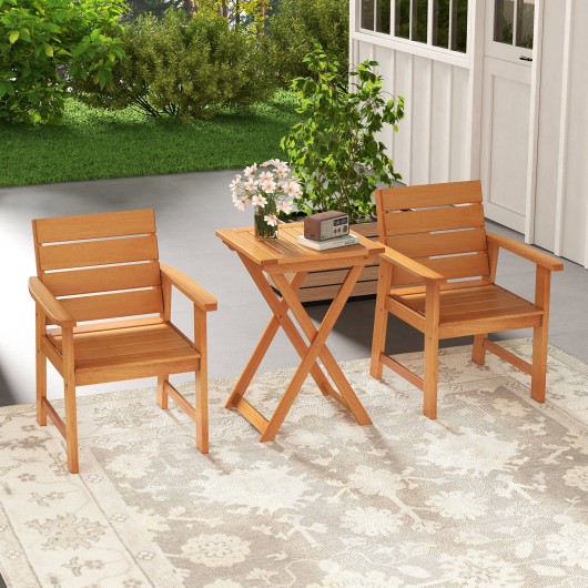 20 Inch Hardwood Patio Folding Table with Slatted Tabletop - Image 3