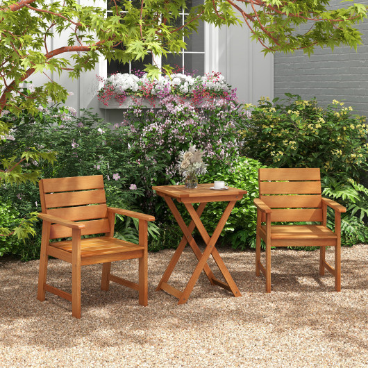 20 Inch Hardwood Patio Folding Table with Slatted Tabletop - Image 6