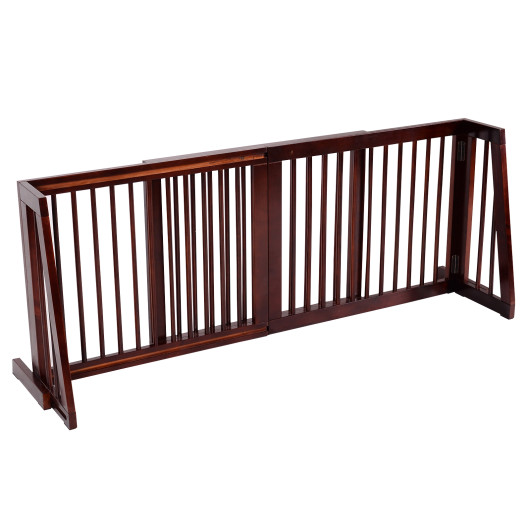 Folding Adjustable Free Standing 3 Panel Wood Fence - Image 4