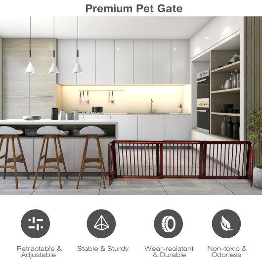 Folding Adjustable Free Standing 3 Panel Wood Fence - Image 6