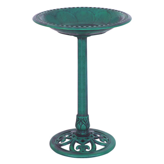 Outdoor Garden Green Pedestal Bird Bath Feeder - Image 5