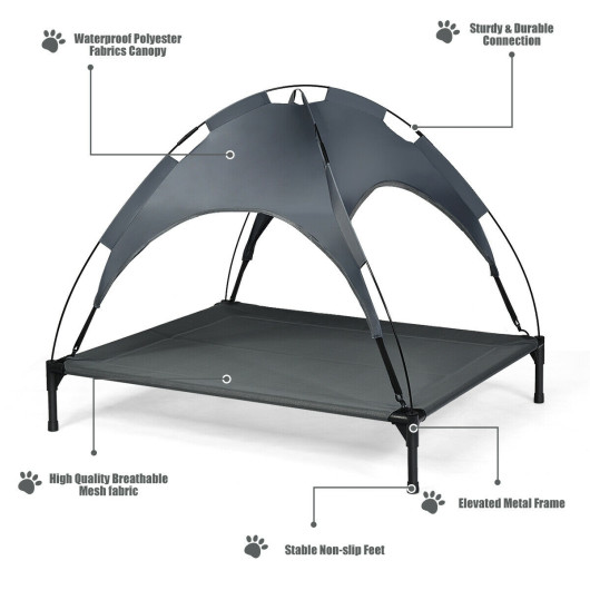 Portable Elevated Outdoor Pet Bed with Removable Canopy Shade-42 Inch - Image 4