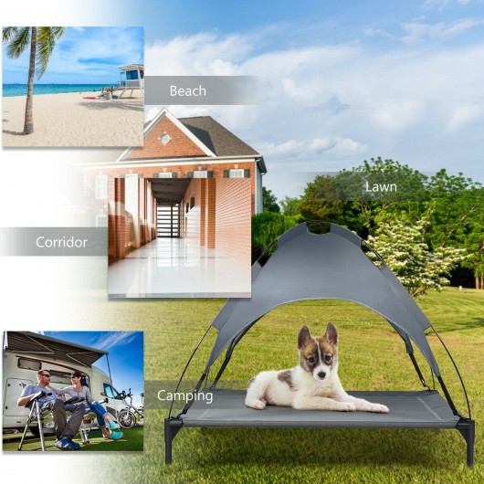 Portable Elevated Outdoor Pet Bed with Removable Canopy Shade-42 Inch - Image 5