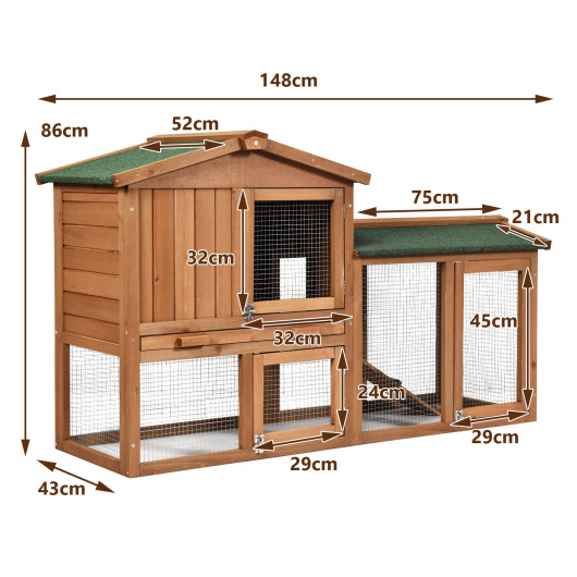 58 Inch Weatherproof Wooden Rabbit Hutch - Image 3