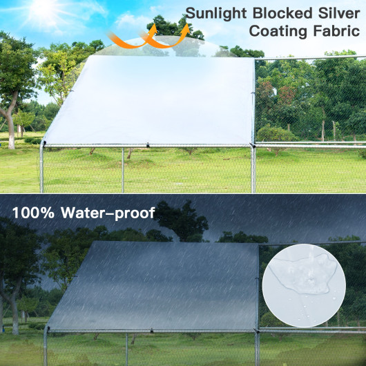 13 x 13 Feet Walk-in Chicken Coop with Waterproof Cover for Outdoor Backyard Farm - Image 6