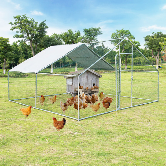 13 x 13 Feet Walk-in Chicken Coop with Waterproof Cover for Outdoor Backyard Farm - Image 2
