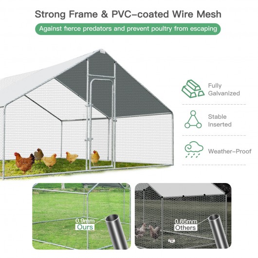 13 x 13 Feet Walk-in Chicken Coop with Waterproof Cover for Outdoor Backyard Farm - Image 5