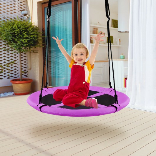 40 Inch Flying Saucer Tree Swing Indoor Outdoor Play Set-Purple - Image 2
