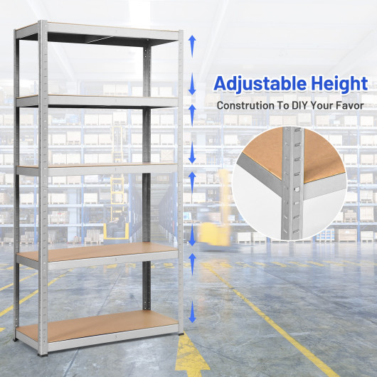 72" Storage Shelf Steel Metal 5 Levels Adjustable Shelves - Image 2