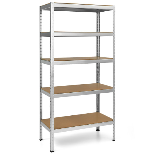 71 inch Heavy Duty Steel Adjustable 5 Level Storage Shelves-Silver - Image 2