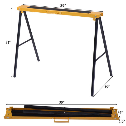 2 Pack Heavy Duty Sawhorse with Steel Folding Legs - Image 3