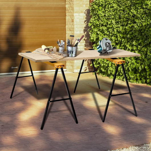2 Pack Heavy Duty Sawhorse with Steel Folding Legs - Image 5