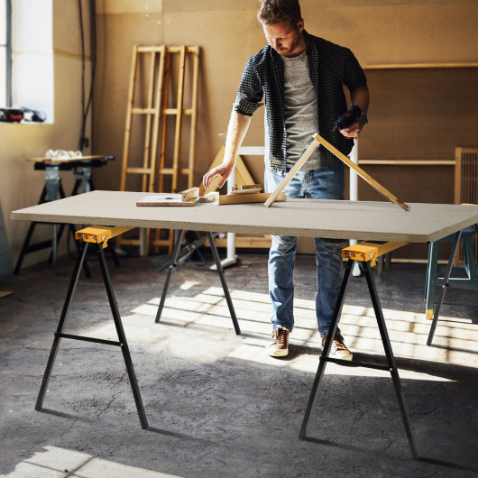 2 Pack Heavy Duty Sawhorse with Steel Folding Legs - Image 6