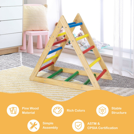 Climbing Triangle Ladder with 3 Levels for Kids-Multicolor - Image 2