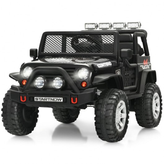 12V Kids Remote Control Electric Ride On Truck Car with Lights and Music -Black - Image 4