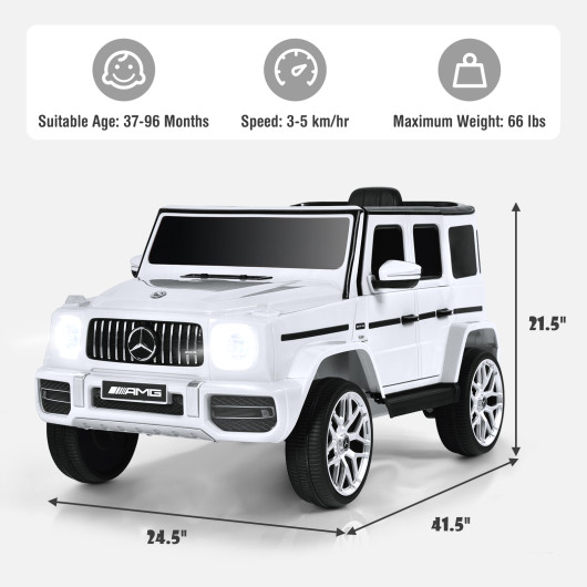 12V Mercedes-Benz G63 Licensed Kids Ride On Car with Remote Control-White - Image 2
