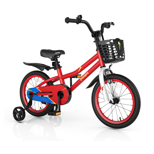 16 Inch Kid's Bike with Removable Training Wheels-Red - Image 3