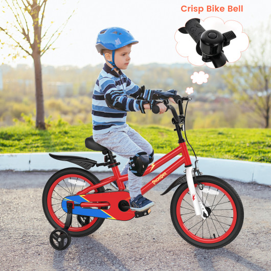 16 Inch Kid's Bike with Removable Training Wheels-Red - Image 4